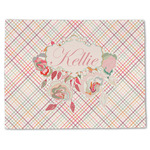 Modern Plaid & Floral Single-Sided Linen Placemat - Single w/ Name or Text