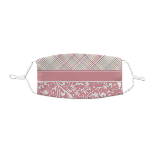 Custom Modern Plaid & Floral Kid's Cloth Face Mask - XSmall