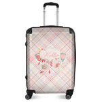 Modern Plaid & Floral Suitcase - 24" Medium - Checked (Personalized)