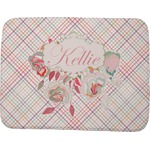 Modern Plaid & Floral Memory Foam Bath Mat - 48"x36" (Personalized)