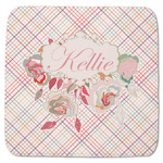 Modern Plaid & Floral Memory Foam Bath Mat - 48"x48" (Personalized)