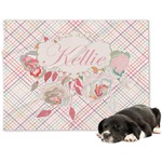 Modern Plaid & Floral Dog Blanket - Large (Personalized)