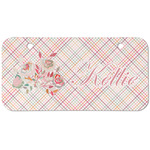 Modern Plaid & Floral Mini/Bicycle License Plate (2 Holes) (Personalized)