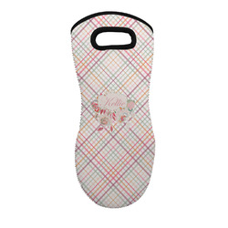 Modern Plaid & Floral Neoprene Oven Mitt w/ Name or Text