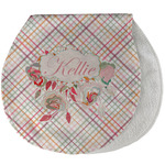 Modern Plaid & Floral Burp Pad - Velour w/ Name or Text