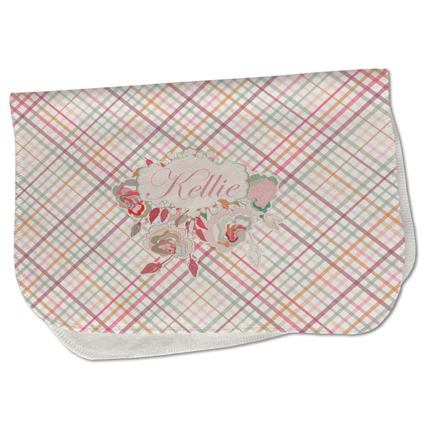 Custom Modern Plaid & Floral Burp Cloth - Fleece w/ Name or Text