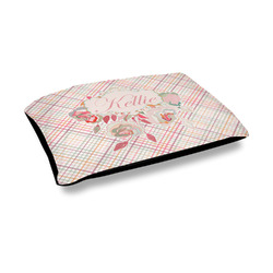 Modern Plaid & Floral Outdoor Dog Bed - Medium (Personalized)
