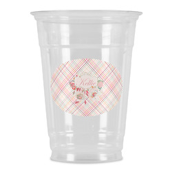 Modern Plaid & Floral Party Cups - 16oz (Personalized)