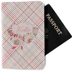Modern Plaid & Floral Passport Holder - Fabric (Personalized)