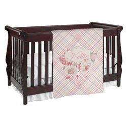 Modern Plaid & Floral Baby Blanket (Single Sided) (Personalized)