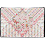 Modern Plaid & Floral Door Mat - 36"x24" (Personalized)