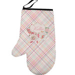 Modern Plaid & Floral Left Oven Mitt (Personalized)