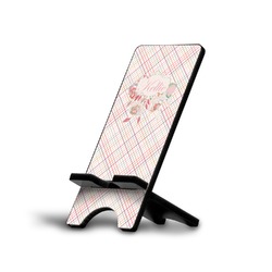 Modern Plaid & Floral Cell Phone Stand (Large) (Personalized)