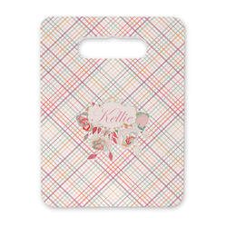 Modern Plaid & Floral Rectangular Trivet with Handle (Personalized)
