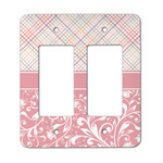 Modern Plaid & Floral Rocker Style Light Switch Cover - Two Switch