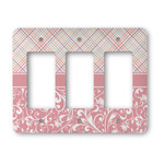 Modern Plaid & Floral Rocker Style Light Switch Cover - Three Switch