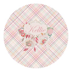 Modern Plaid & Floral Round Decal - Medium (Personalized)