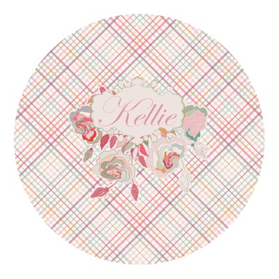 Custom Modern Plaid & Floral Round Decal (Personalized) | YouCustomizeIt