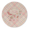 Modern Plaid & Floral Round Linen Placemats - FRONT (Double Sided)