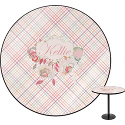 Modern Plaid & Floral Round Table - 30" (Personalized)