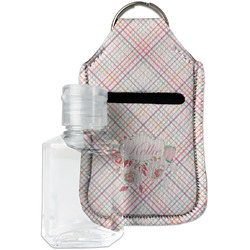 Modern Plaid & Floral Hand Sanitizer & Keychain Holder (Personalized)