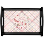 Modern Plaid & Floral Wooden Tray (Personalized)