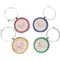 Modern Plaid & Floral Wine Charms (Set of 4) (Personalized)