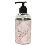 Modern Plaid & Floral Plastic Soap / Lotion Dispenser (8 oz - Small - Black) (Personalized)