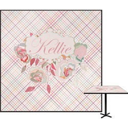 Modern Plaid & Floral Square Table Top - 30" (Personalized)