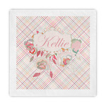 Modern Plaid & Floral Decorative Paper Napkins (Personalized)