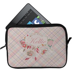 Modern Plaid & Floral Tablet Case / Sleeve - Small (Personalized)