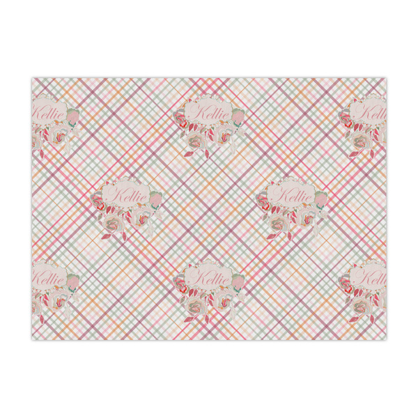 Custom Modern Plaid & Floral Large Tissue Papers Sheets - Heavyweight (Personalized)