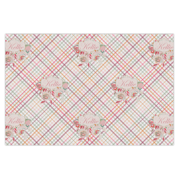 Custom Modern Plaid & Floral X-Large Tissue Papers Sheets - Heavyweight (Personalized)