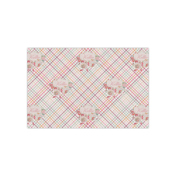 Custom Modern Plaid & Floral Small Tissue Papers Sheets - Lightweight (Personalized)