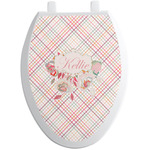 Modern Plaid & Floral Toilet Seat Decal - Elongated (Personalized)