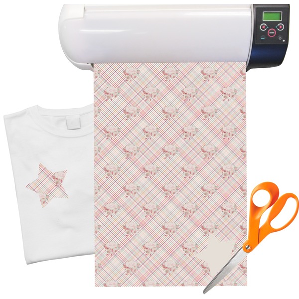 Custom Modern Plaid & Floral Heat Transfer Vinyl Sheet (12"x18")