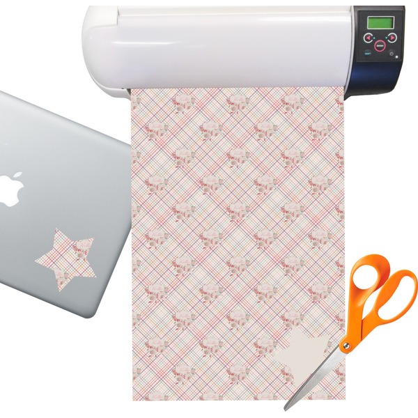 Custom Modern Plaid & Floral Sticker Vinyl Sheet (Permanent)