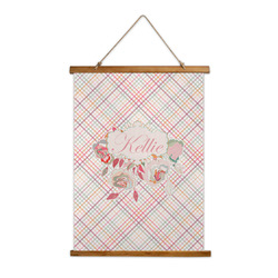 Modern Plaid & Floral Wall Hanging Tapestry - Tall (Personalized)