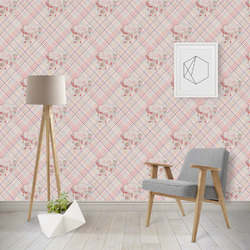 Modern Plaid & Floral Wallpaper & Surface Covering (Water Activated - Removable)