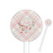 Modern Plaid & Floral White Plastic 5.5" Stir Stick - Round - Closeup