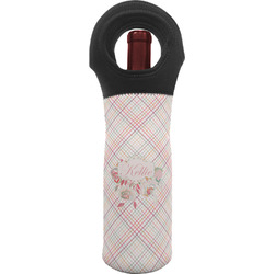 Modern Plaid & Floral Wine Tote Bag (Personalized)