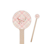 Modern Plaid & Floral 7.5" Round Wooden Stir Sticks - Double Sided (Personalized)