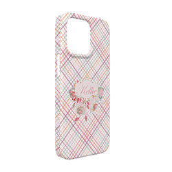 Modern Plaid & Floral iPhone Case - Plastic - iPhone 13 (Personalized)
