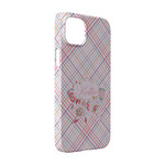 Modern Plaid & Floral iPhone Case - Plastic - iPhone 14 Pro (Personalized)