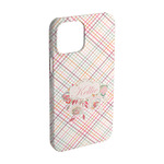 Modern Plaid & Floral iPhone Case - Plastic - iPhone 15 (Personalized)