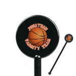 Basketball 5.5" Round Plastic Stir Sticks - Black - Double Sided (Personalized)