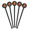 Basketball Black Plastic 7" Stir Stick - Round - Fan View