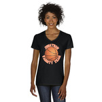 Basketball Women's V-Neck T-Shirt - Black - XL (Personalized)