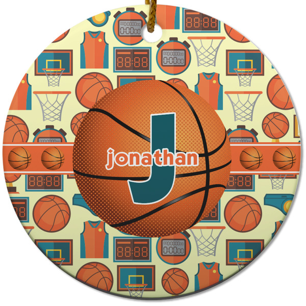 Custom Basketball Round Ceramic Ornament w/ Name or Text