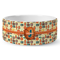 Basketball Ceramic Dog Bowl - Medium (Personalized)